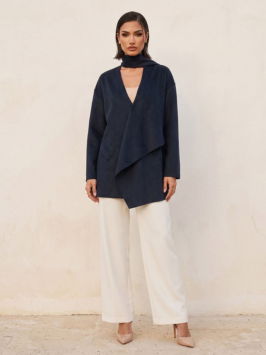 Felt Jacket with Draped Neck