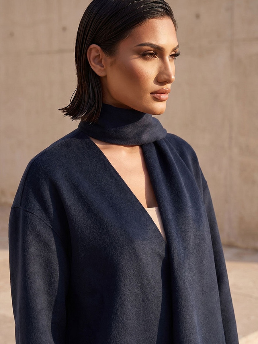 Felt Jacket with Draped Neck