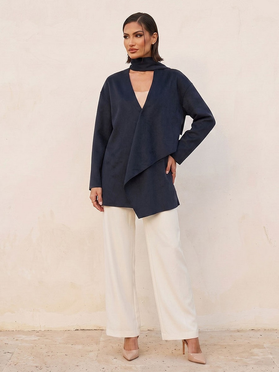 Felt Jacket with Draped Neck