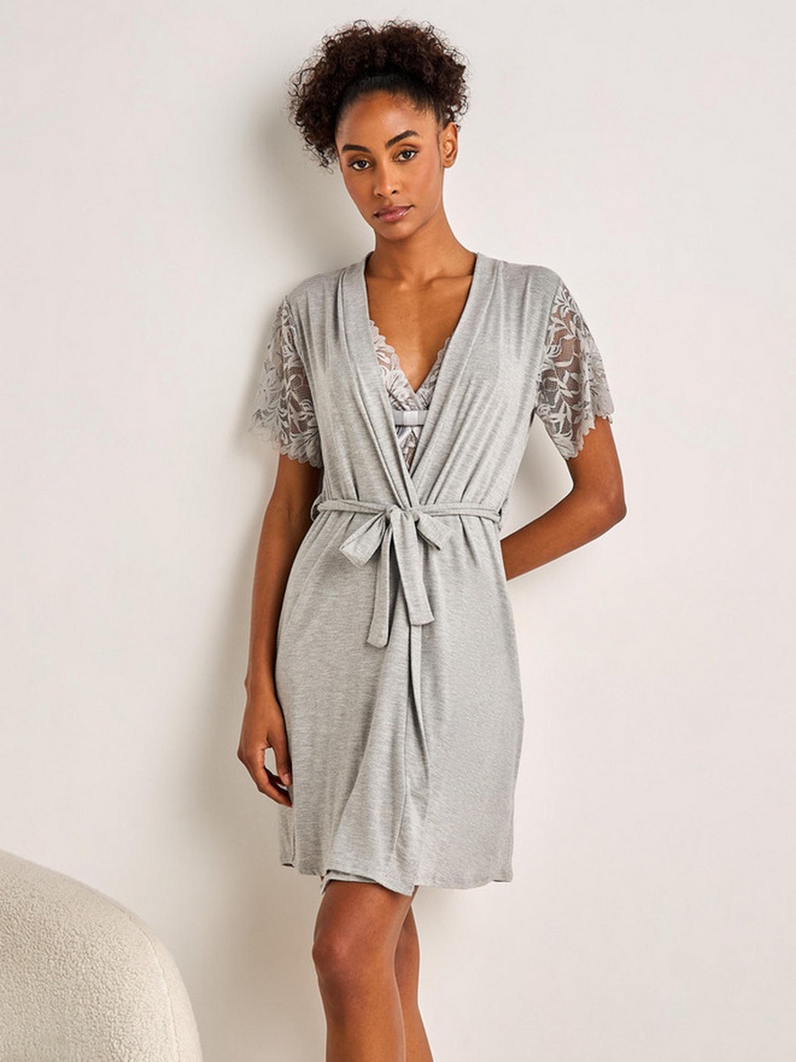 Sleeveless Slip Dress with Robe and Thongs