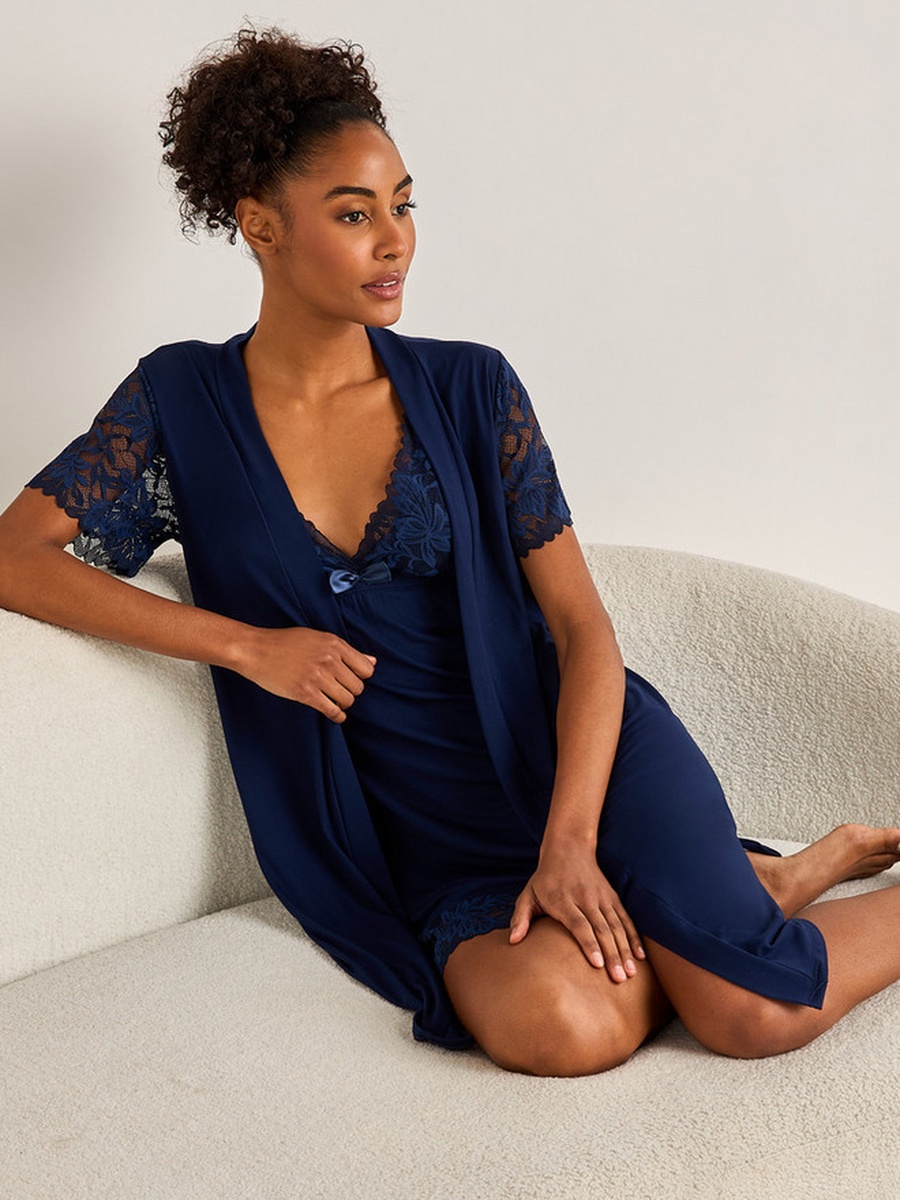 Sleeveless Slip Dress with Robe and Thongs