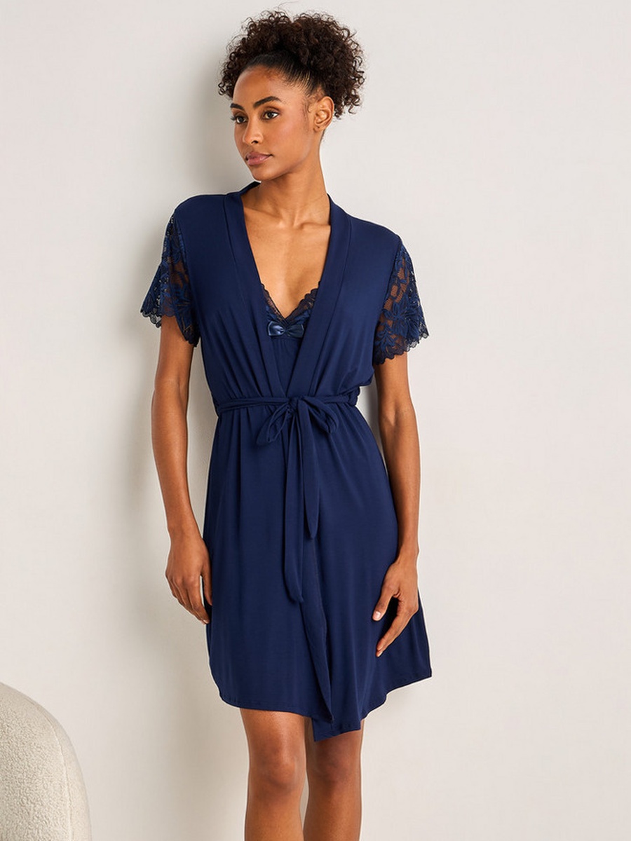 Sleeveless Slip Dress with Robe and Thongs