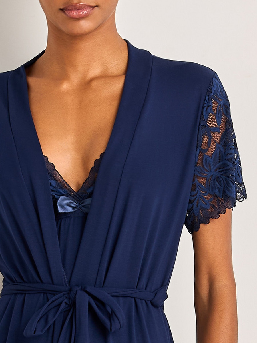 Sleeveless Slip Dress with Robe and Thongs