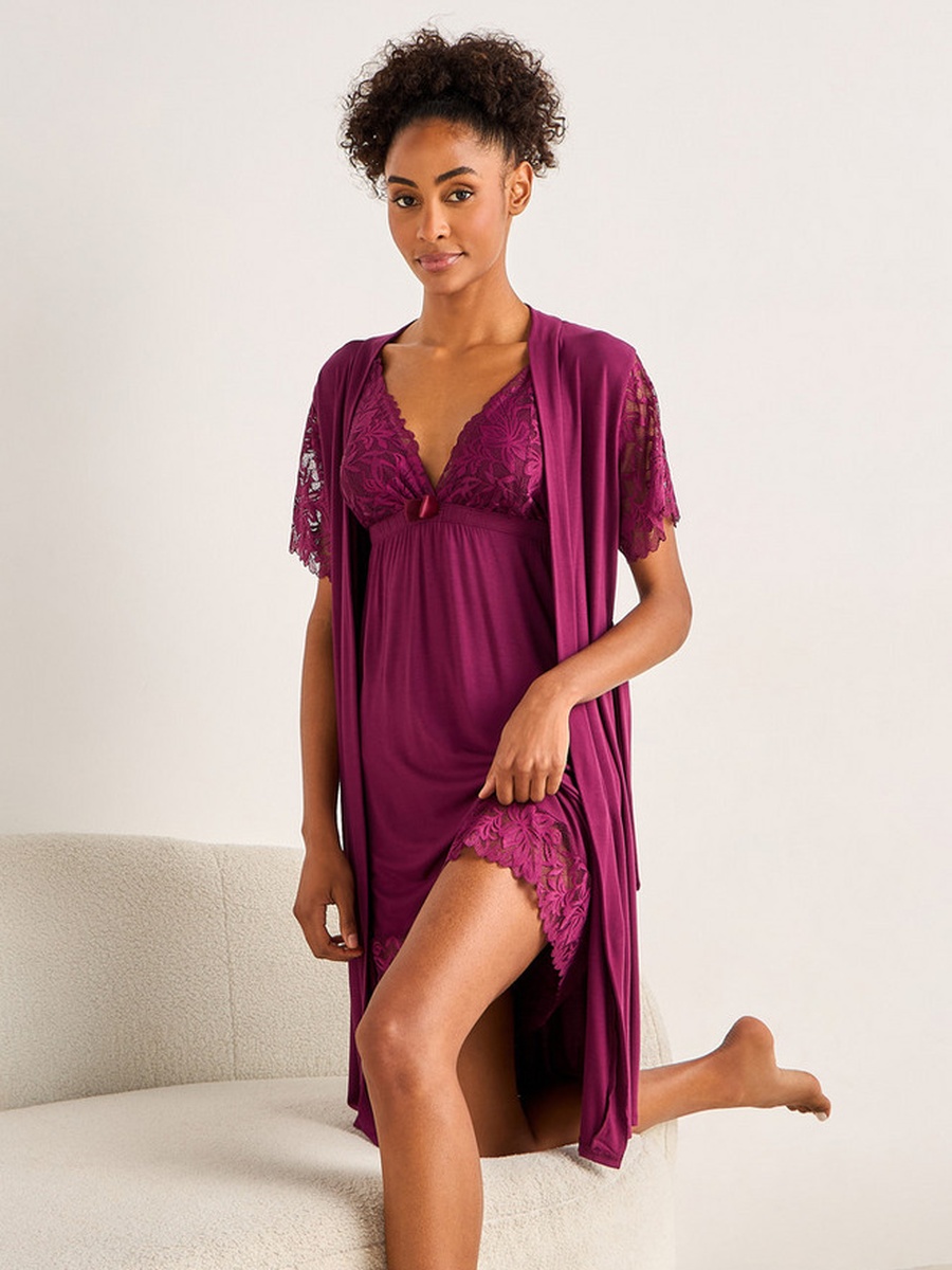 Sleeveless Slip Dress with Robe and Thongs