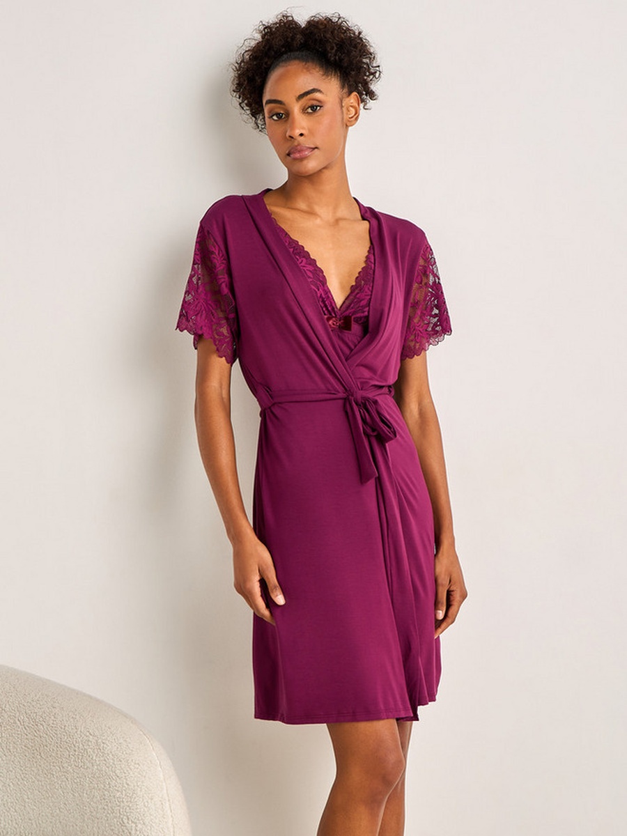 Sleeveless Slip Dress with Robe and Thongs
