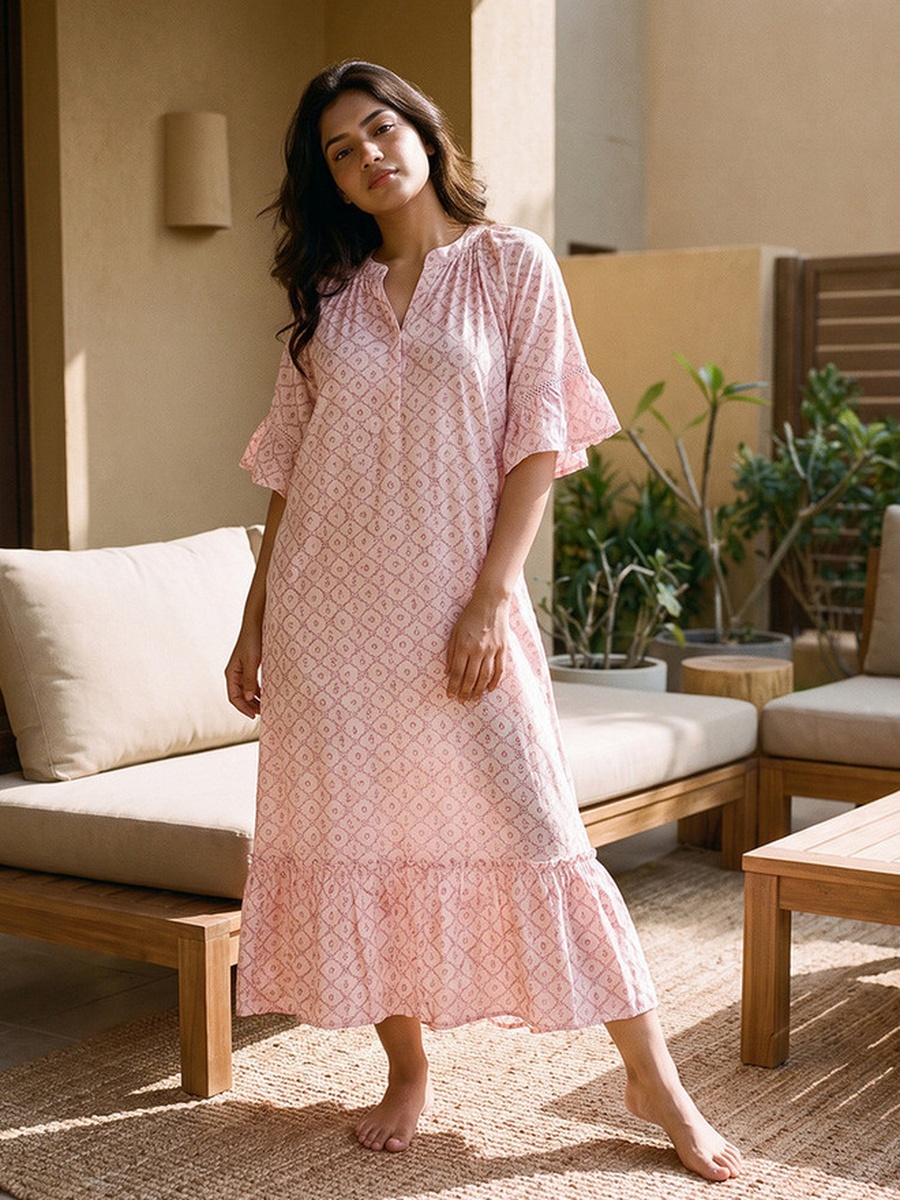 Viscose Floral Print Night Dress