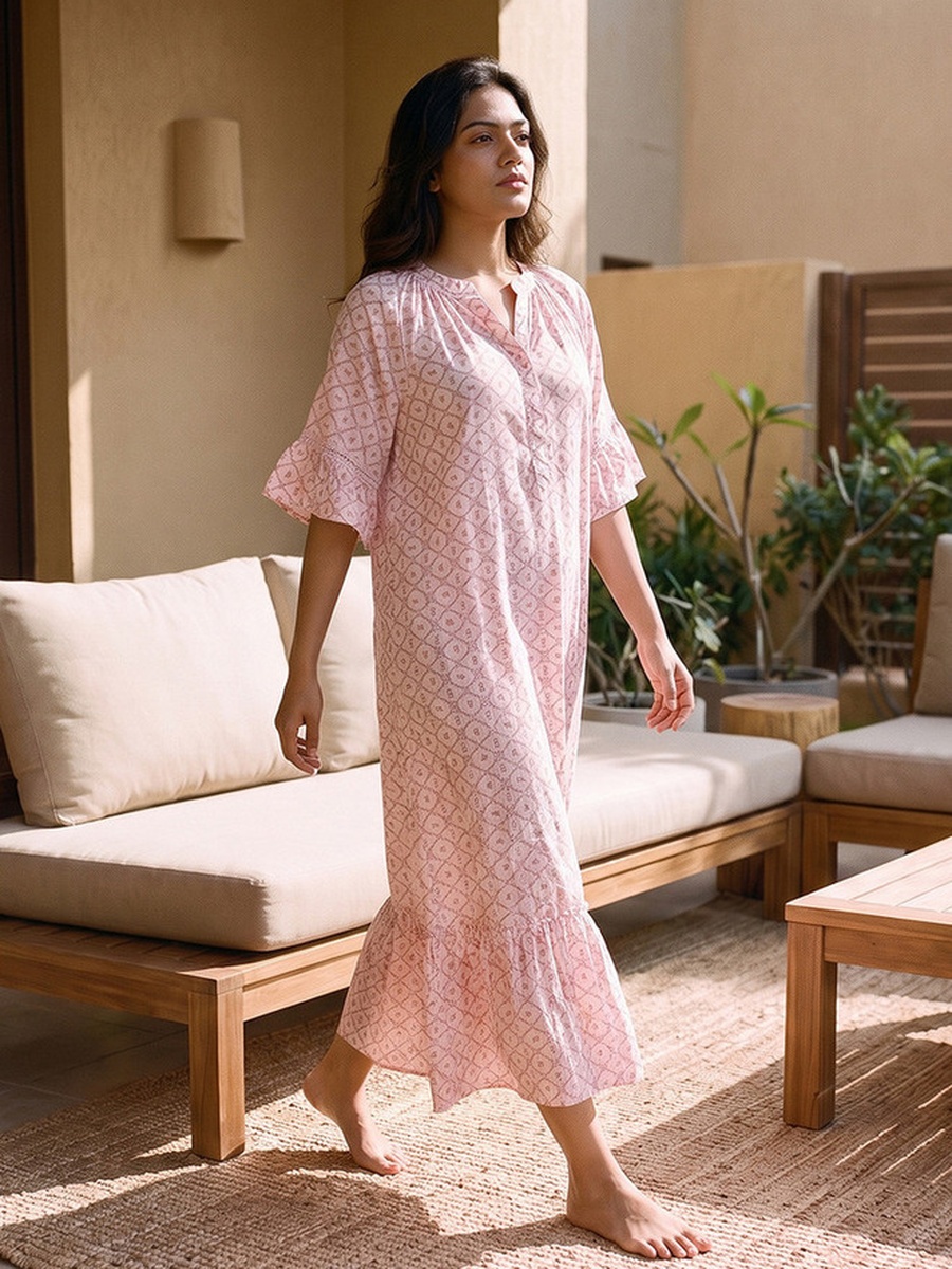 Viscose Floral Print Night Dress