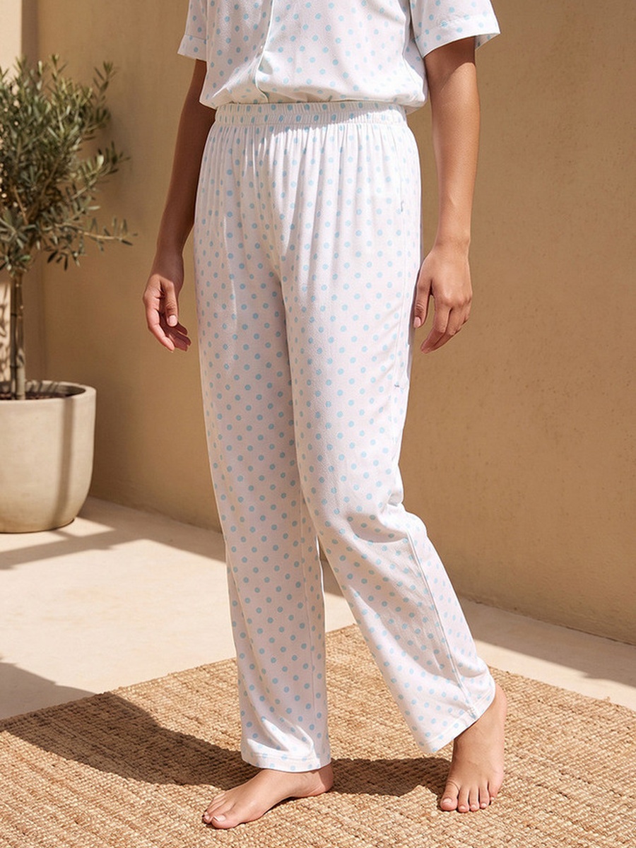 Viscose Polka Dot Print Shirt and Pyjama Set