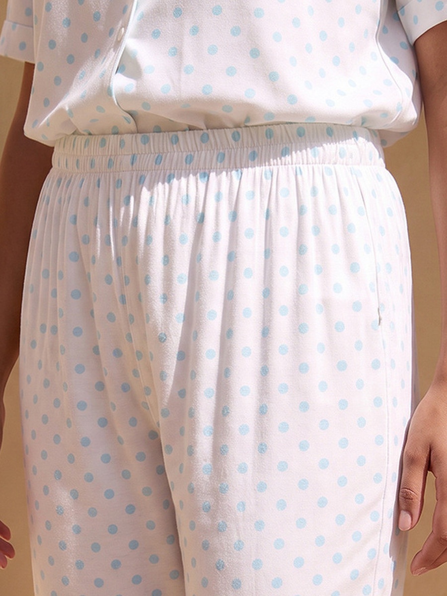 Viscose Polka Dot Print Shirt and Pyjama Set
