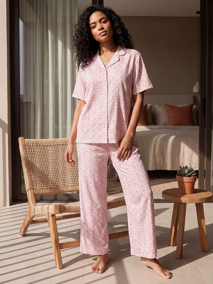Viscose Floral Print Shirt and Pyjama Set