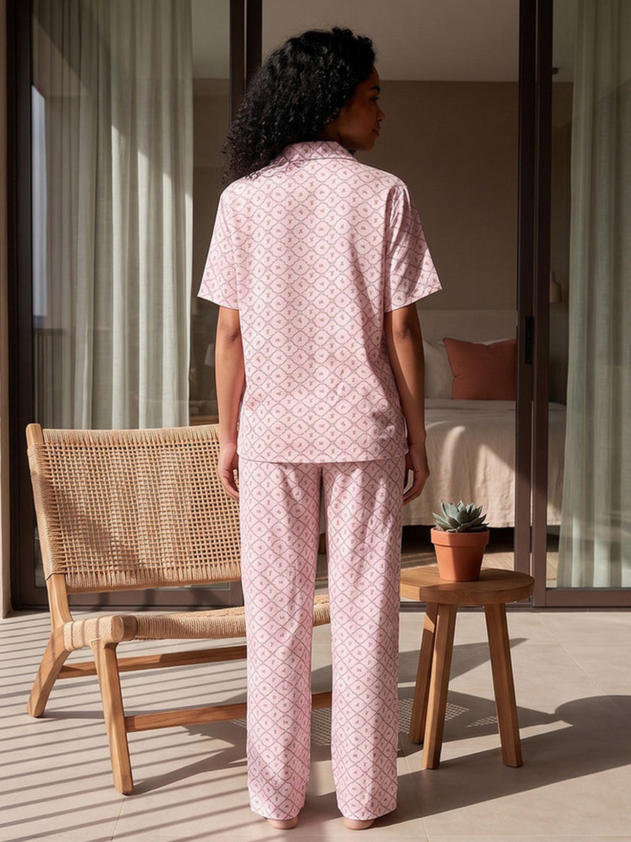 Viscose Floral Print Shirt and Pyjama Set