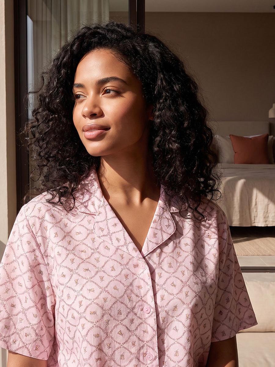 Viscose Floral Print Shirt and Pyjama Set