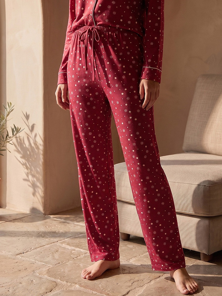 Printed Button-Down Shirt and Pyjamas Set