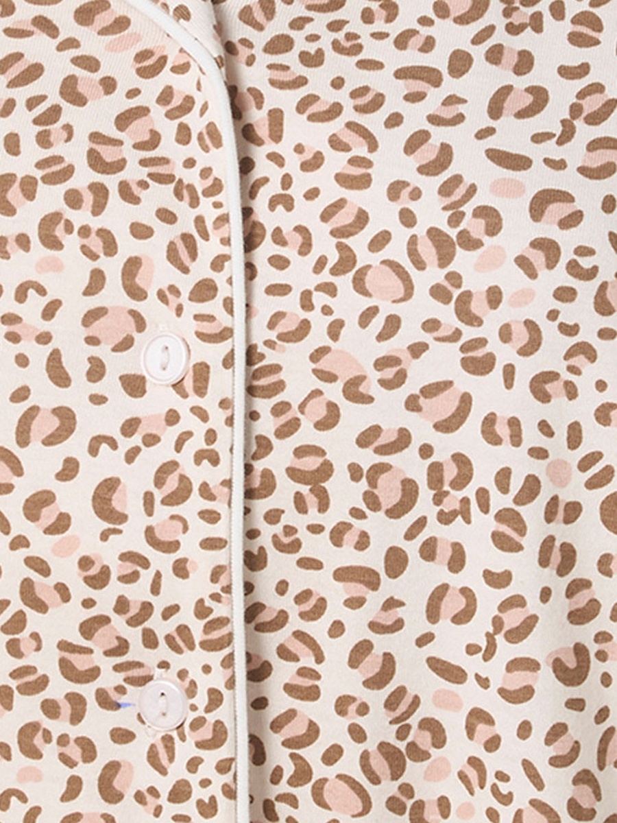 Animal Print Button-Down Shirt and Pyjamas Set