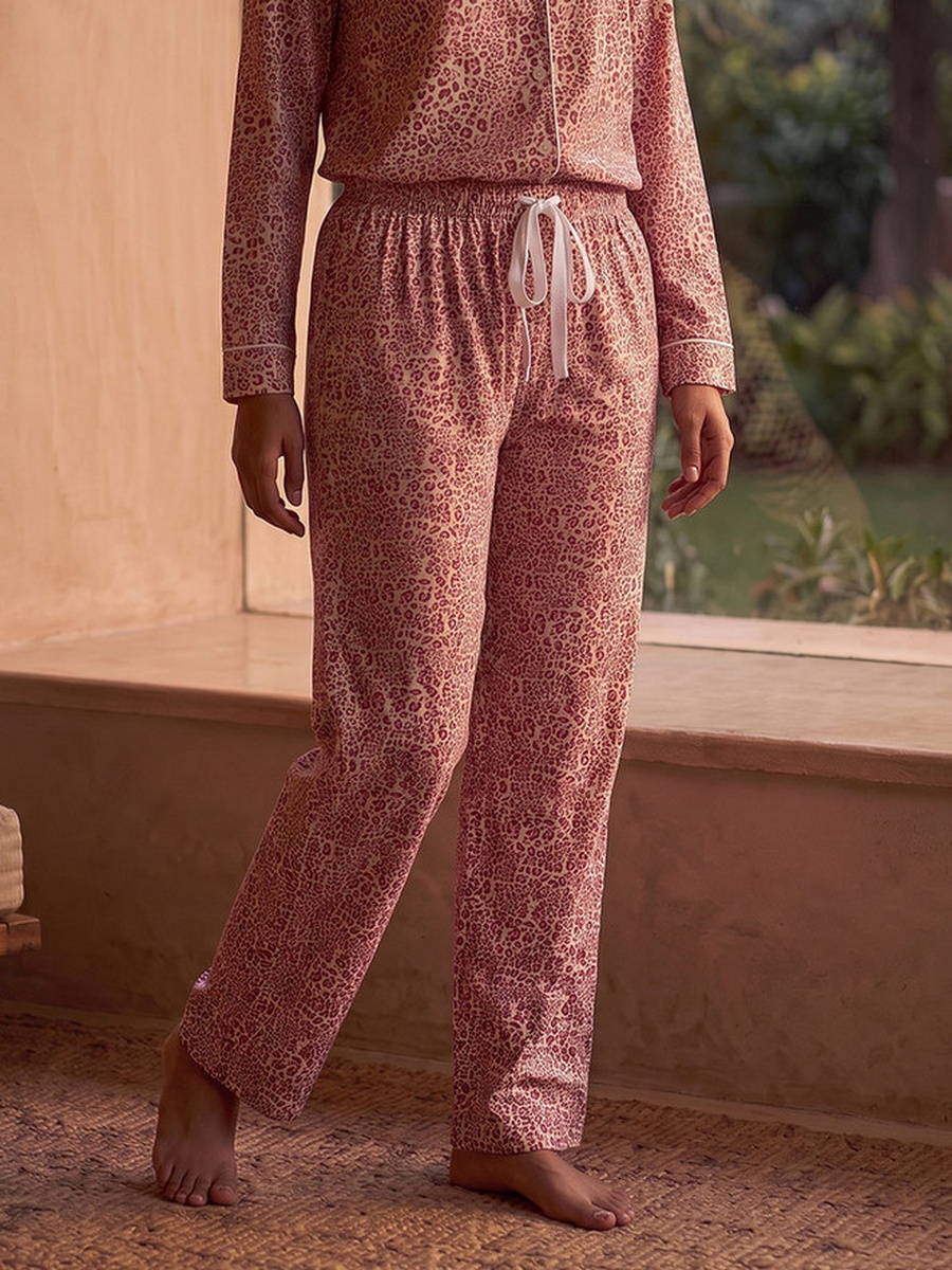 Animal Print Button-Down Shirt and Pyjamas Set