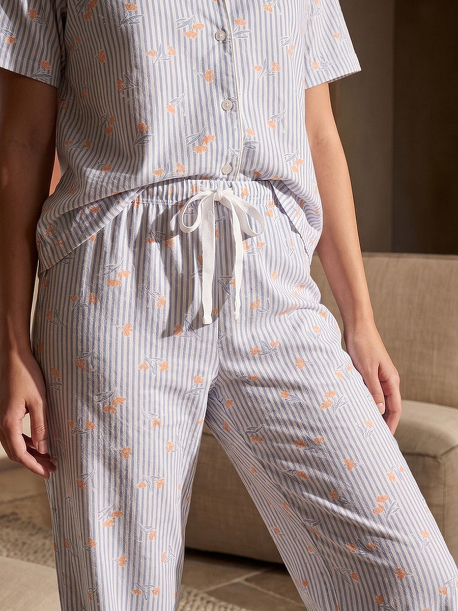 Striped Button-Down Shirt and Pyjamas Set