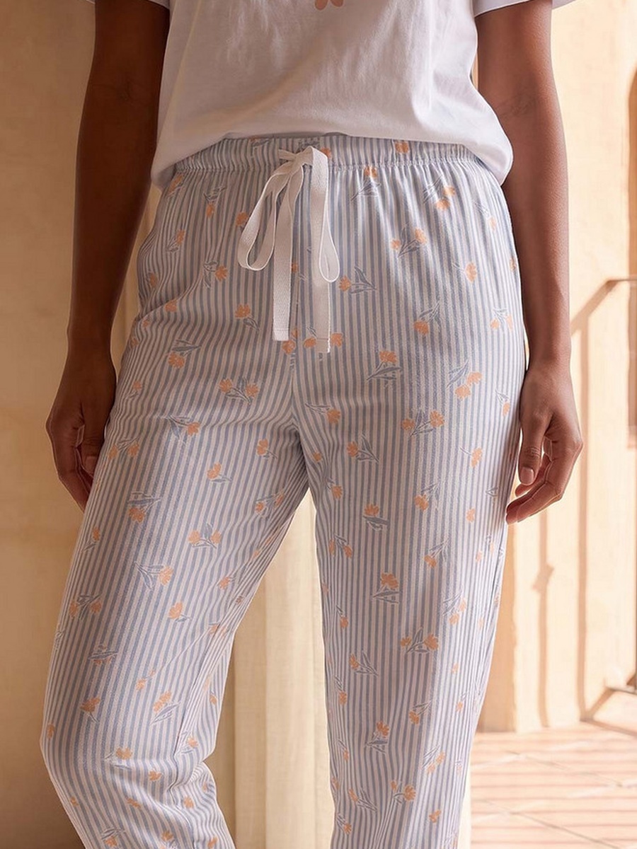 Pyjama Set Slogan Print T-Shirt and Trousers