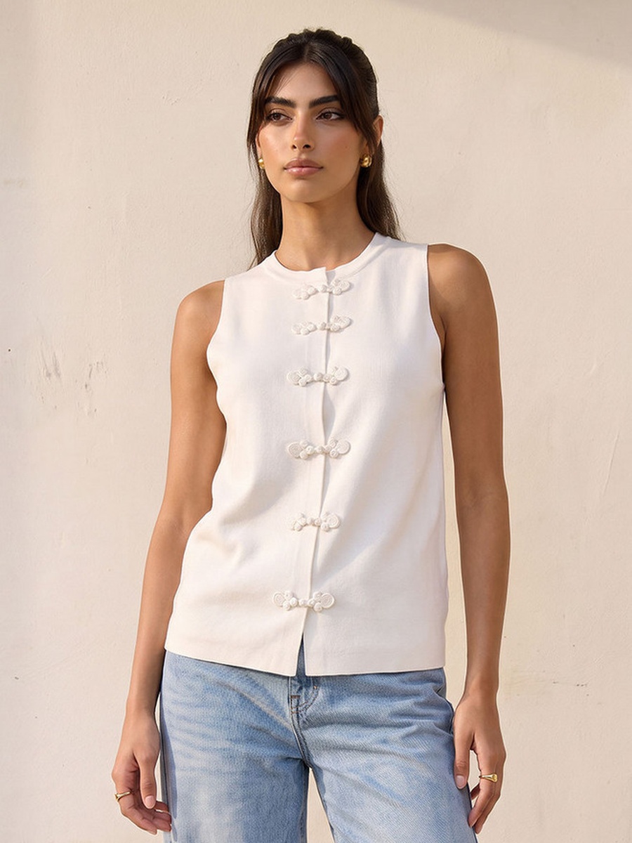 Textured Round Neck Top