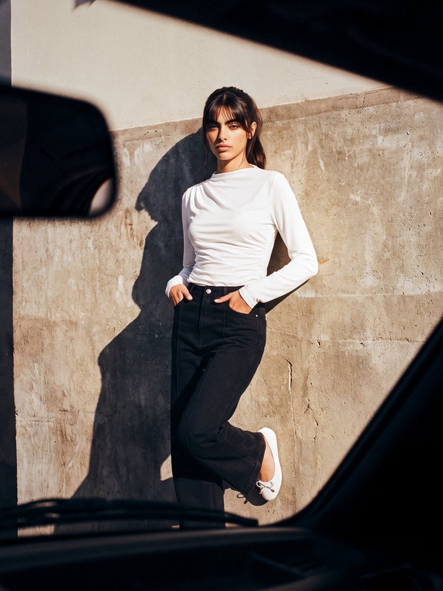 Slim Fit Top with Ruched Accent