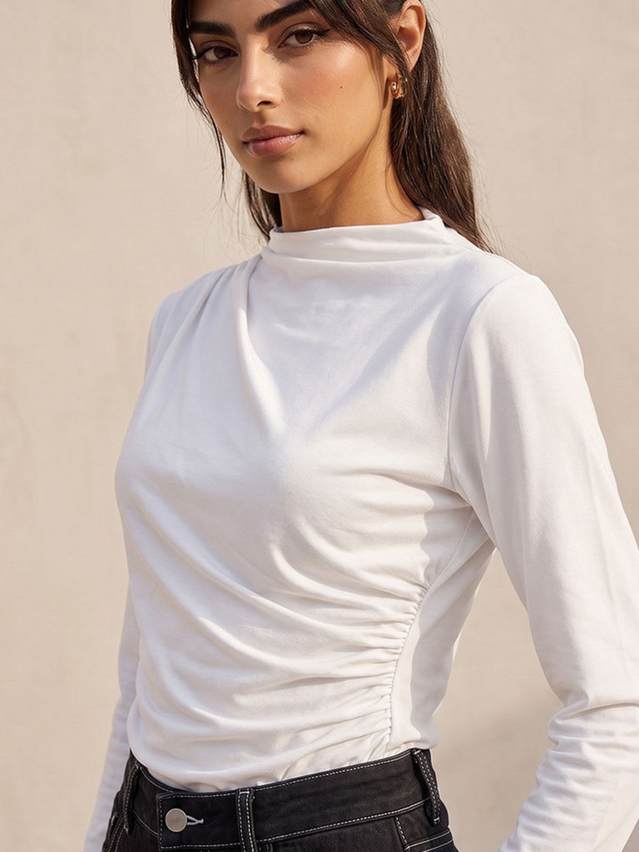 Slim Fit Top with Ruched Accent