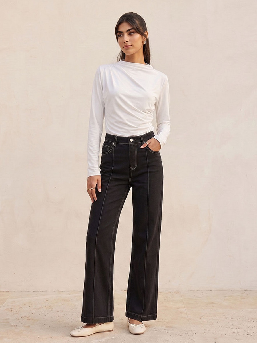 Slim Fit Top with Ruched Accent