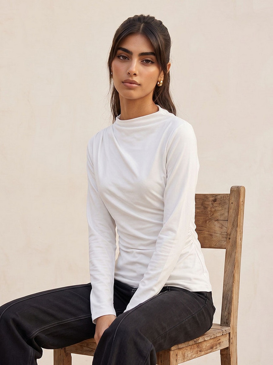 Slim Fit Top with Ruched Accent