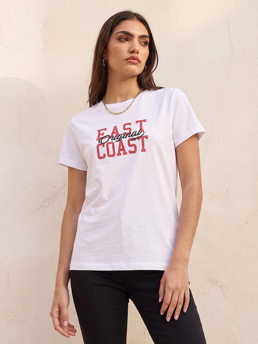 Cotton T-Shirt with Typographic Print
