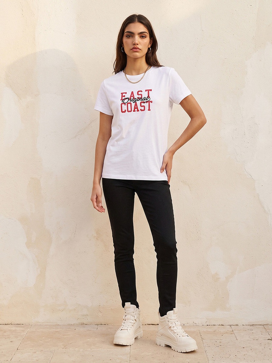 Cotton T-Shirt with Typographic Print