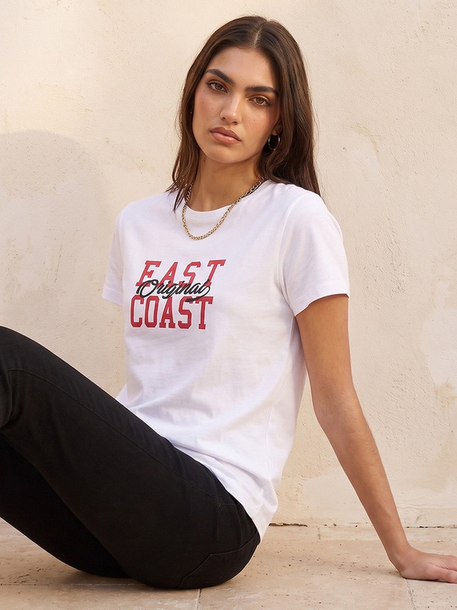 Cotton T-Shirt with Typographic Print