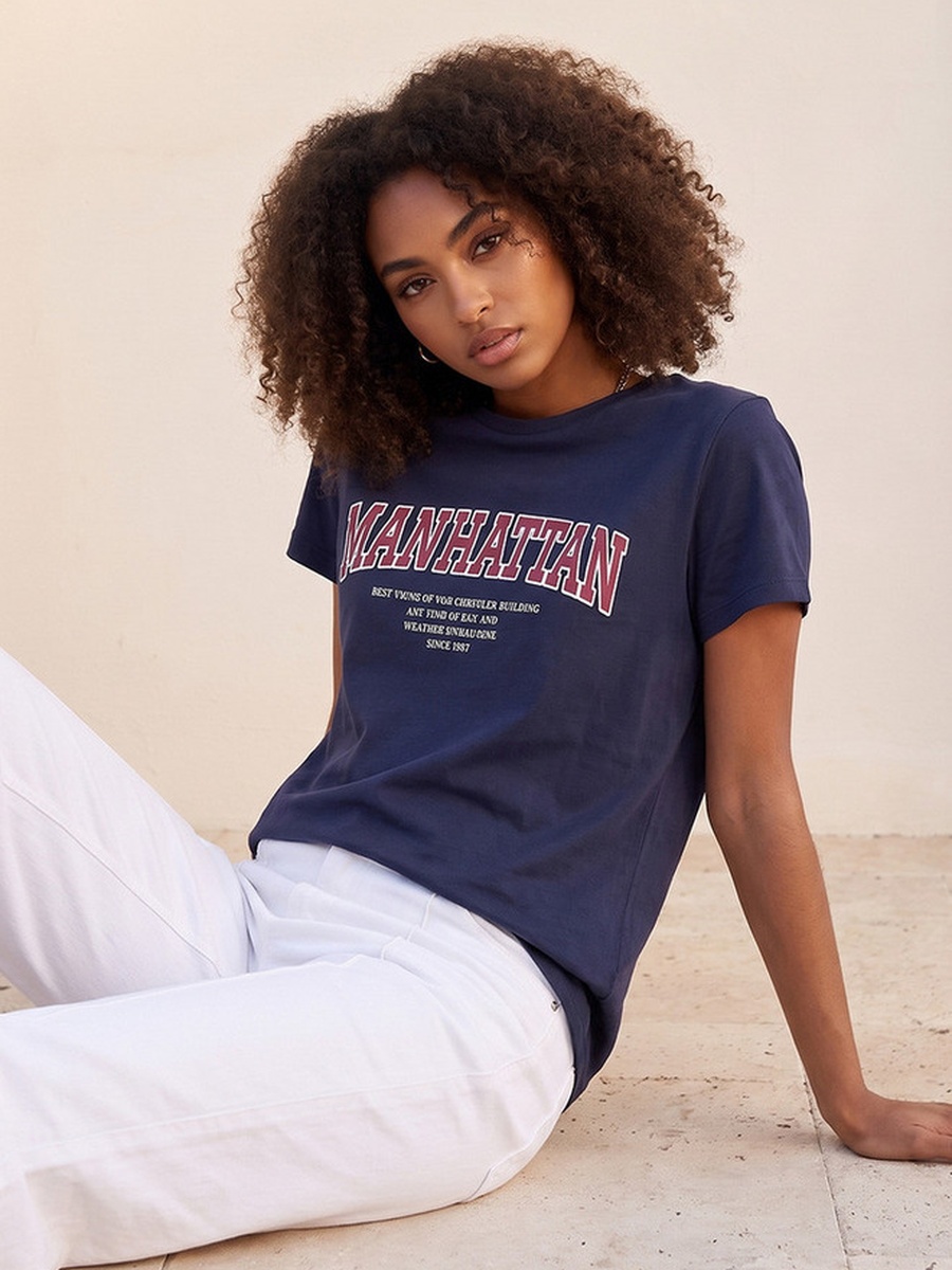 Cotton T-Shirt with Typographic Print