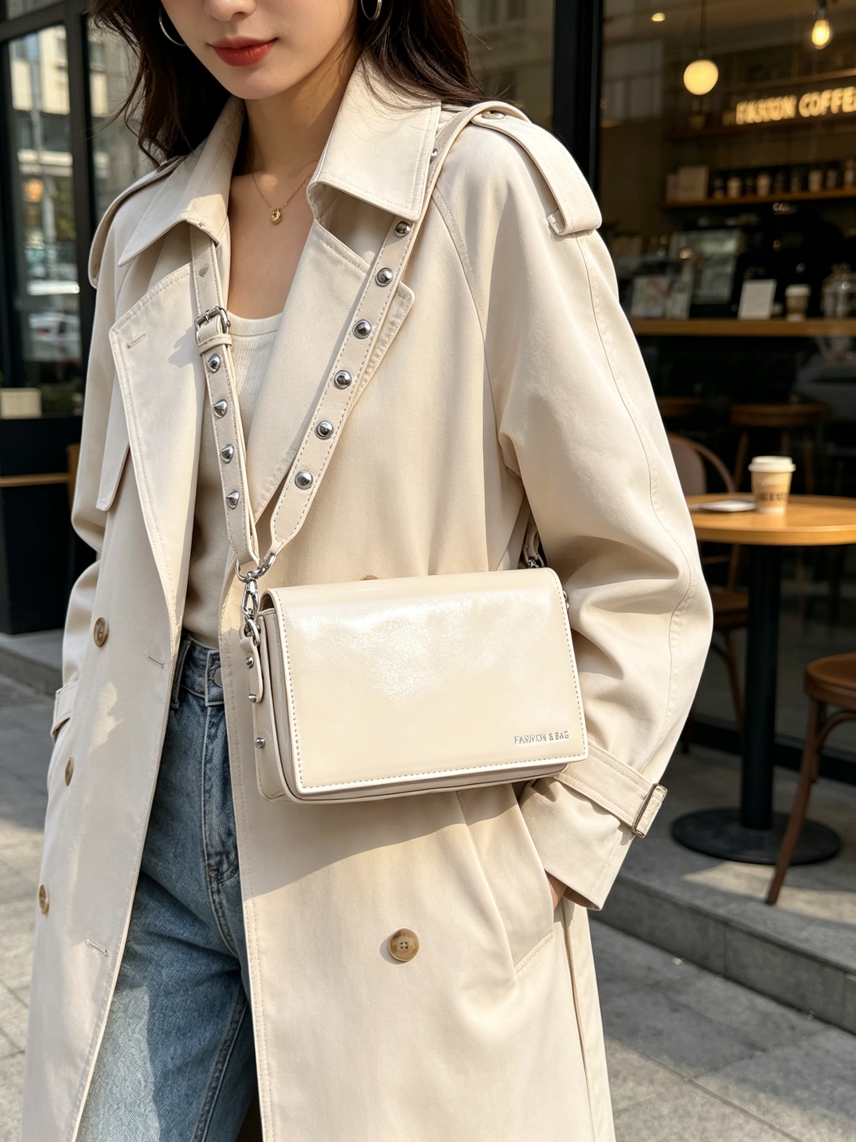Khaki Flap Over Crossbody Bag
