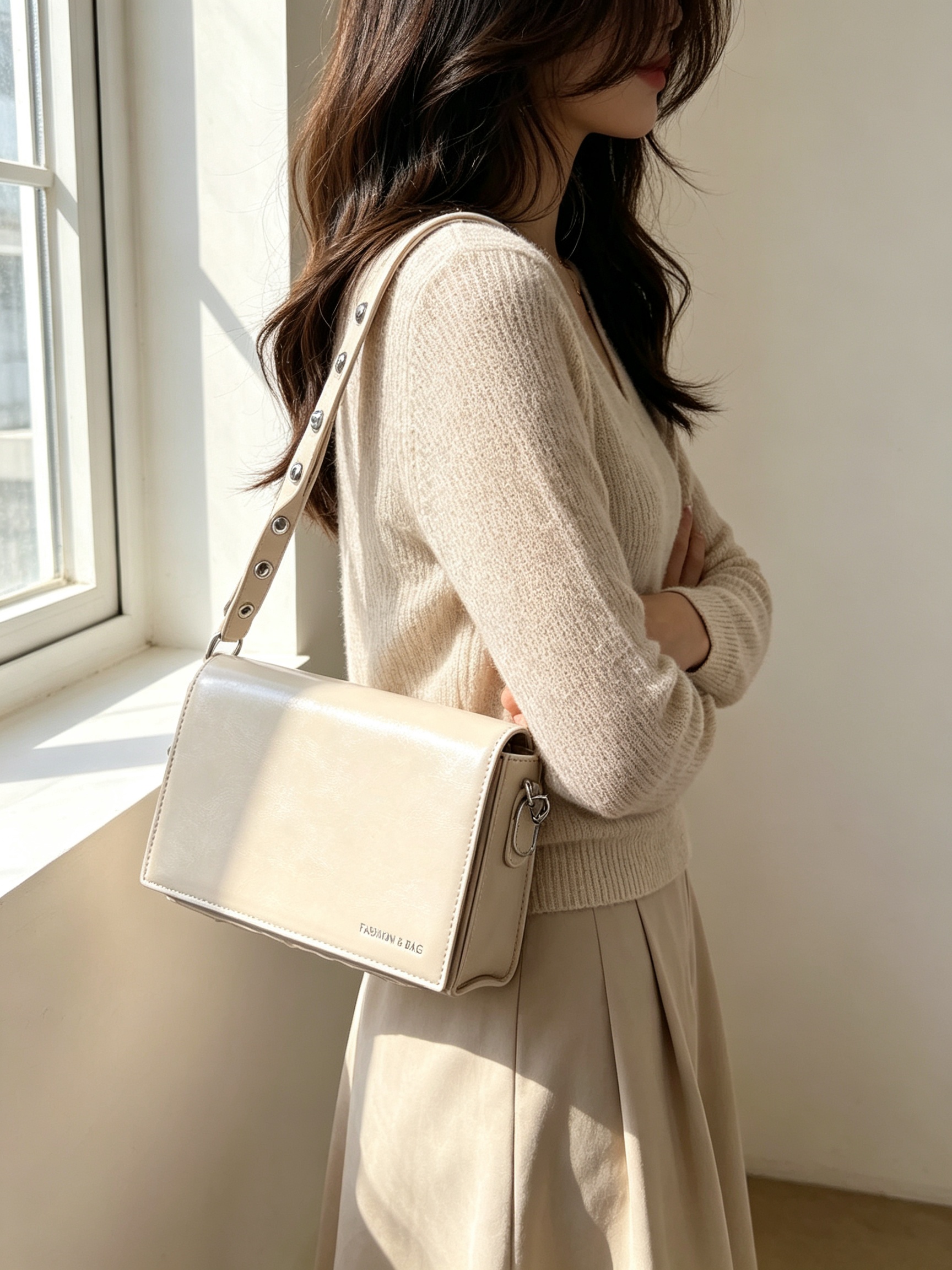 Khaki Flap Over Crossbody Bag