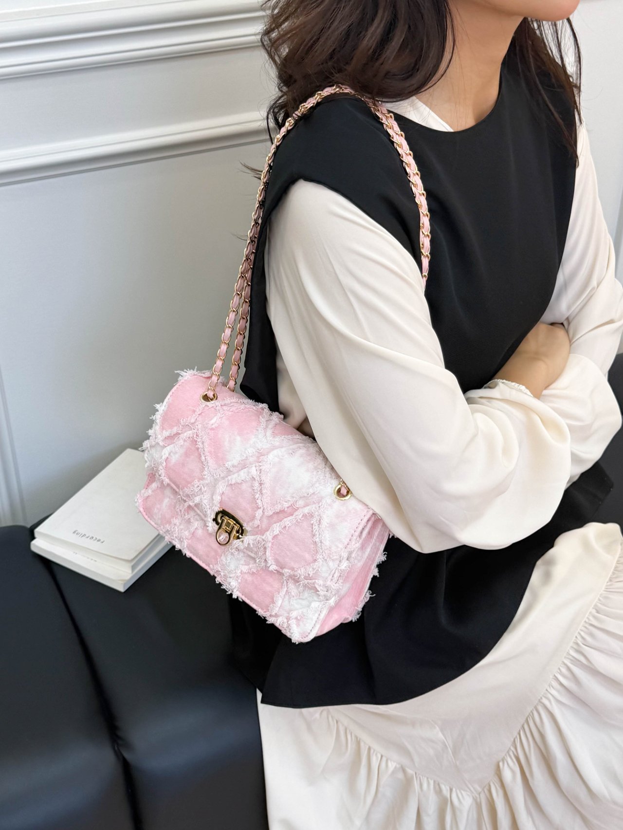 Pink Quilted Crossbody Bag