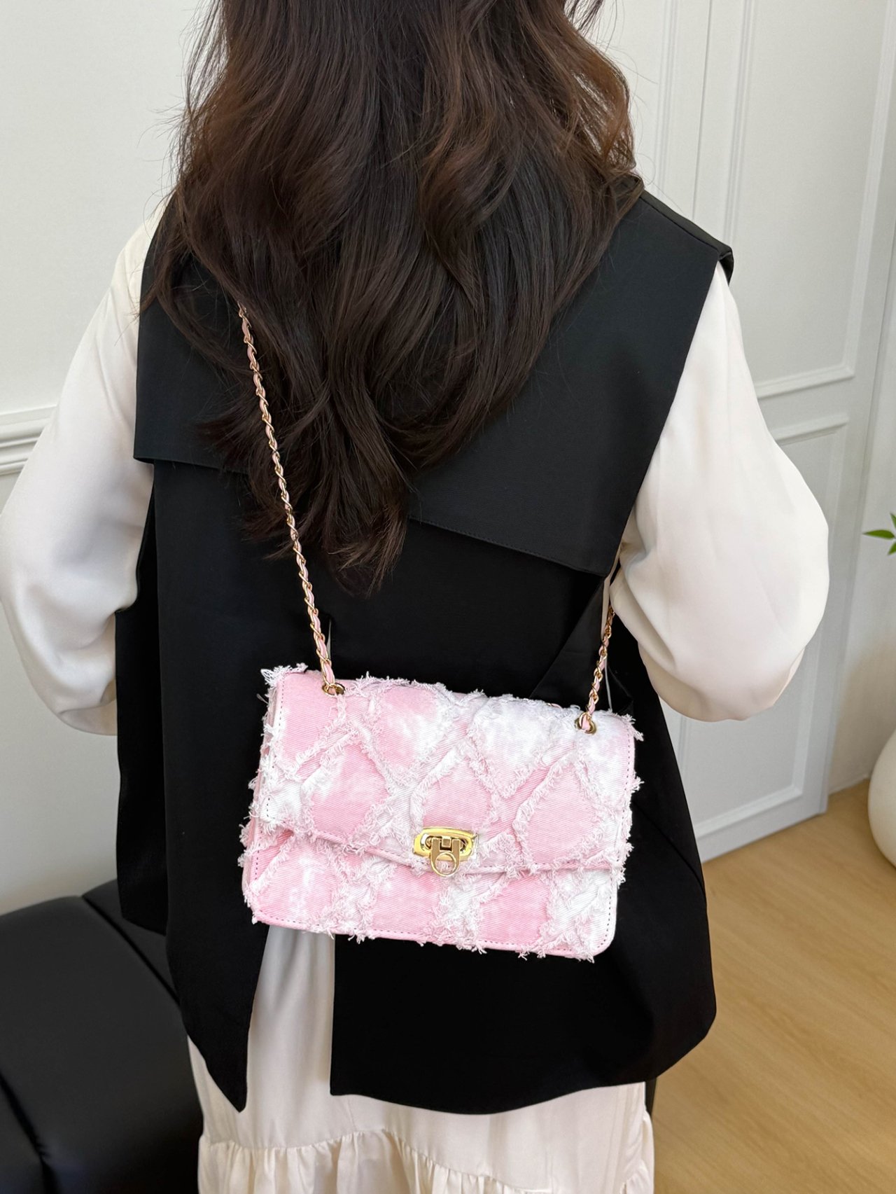 Pink Quilted Crossbody Bag