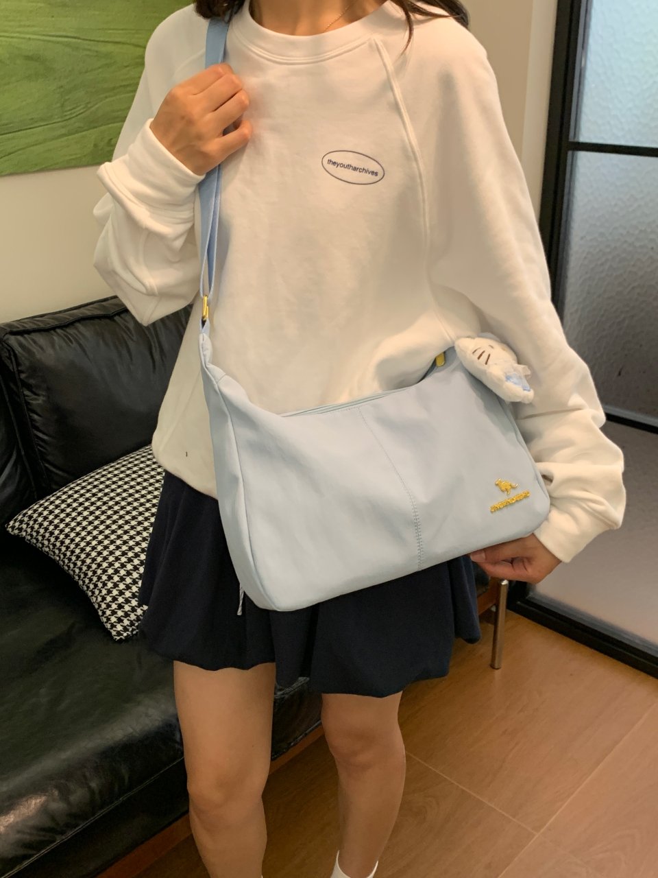 Blue Solid Shoulder Bag