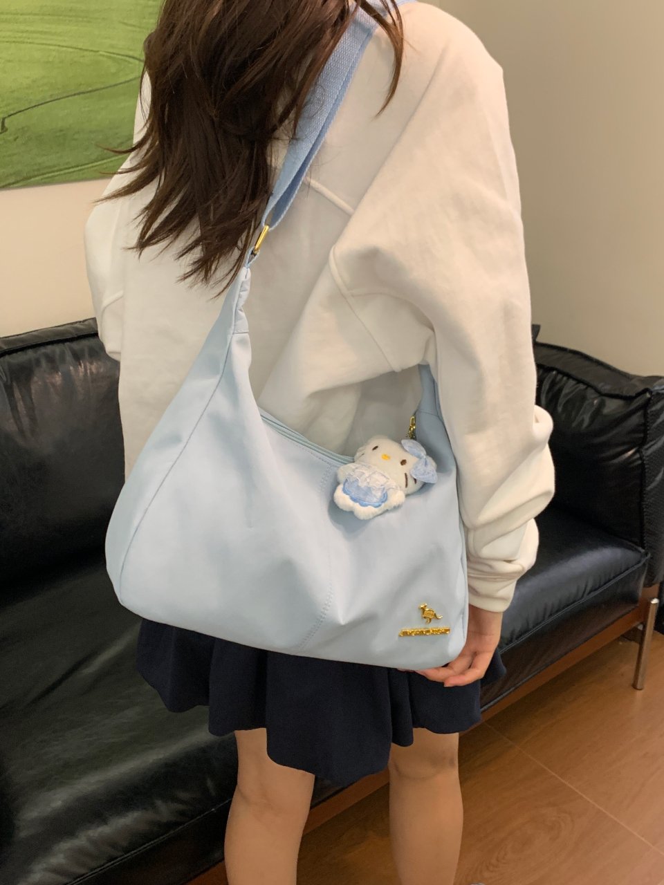 Blue Solid Shoulder Bag
