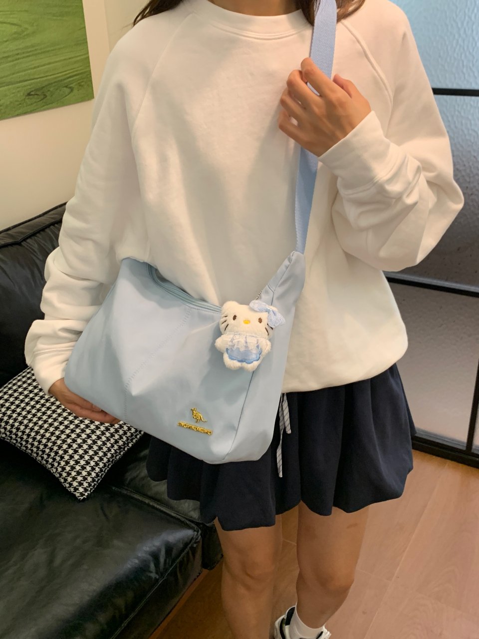 Blue Solid Shoulder Bag