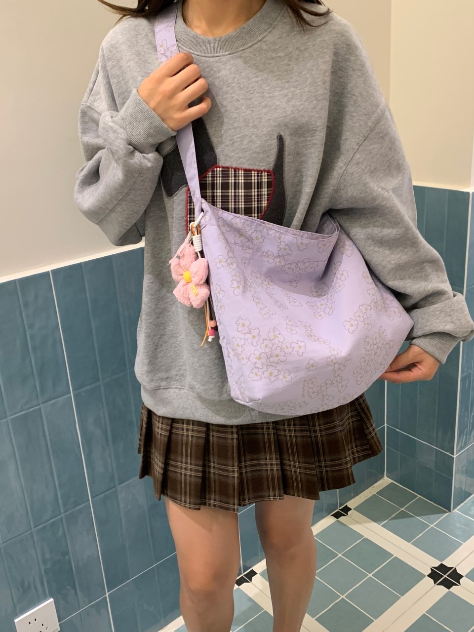 Purple Floral Hobo Shoulder Bag