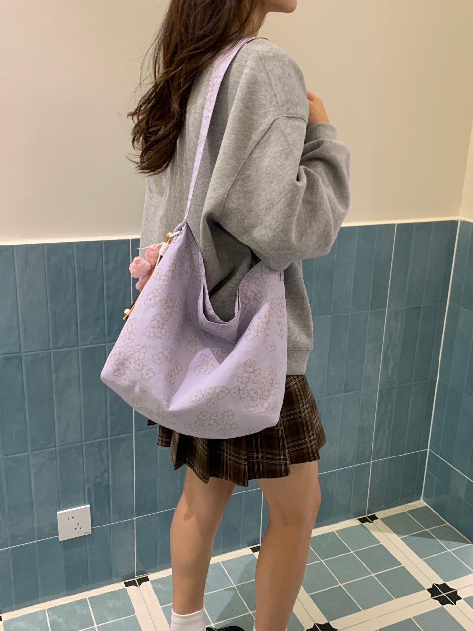 Purple Floral Hobo Shoulder Bag