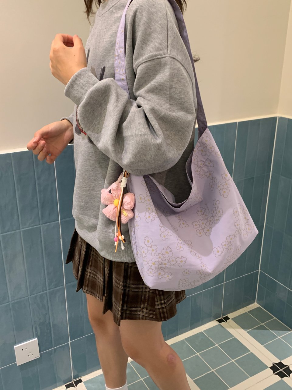 Purple Floral Hobo Shoulder Bag