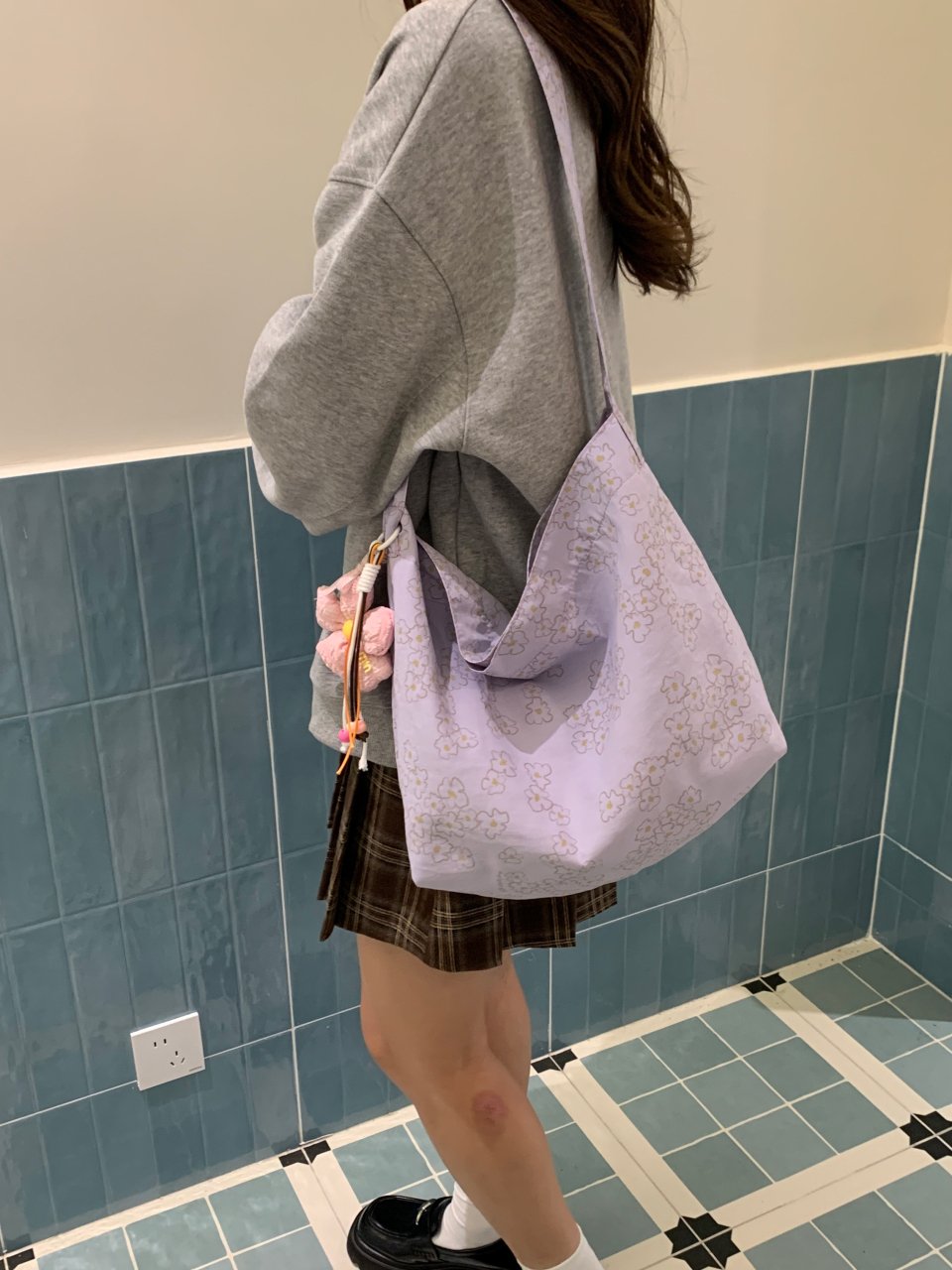Purple Floral Hobo Shoulder Bag