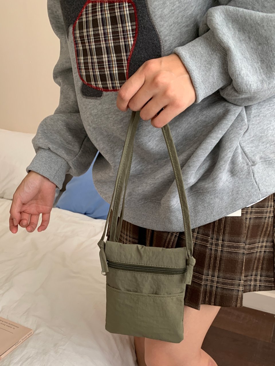 Green Solid Sling Bag