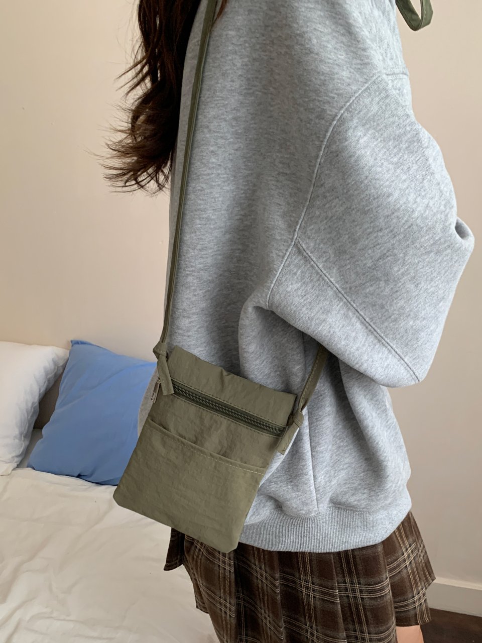 Green Solid Sling Bag