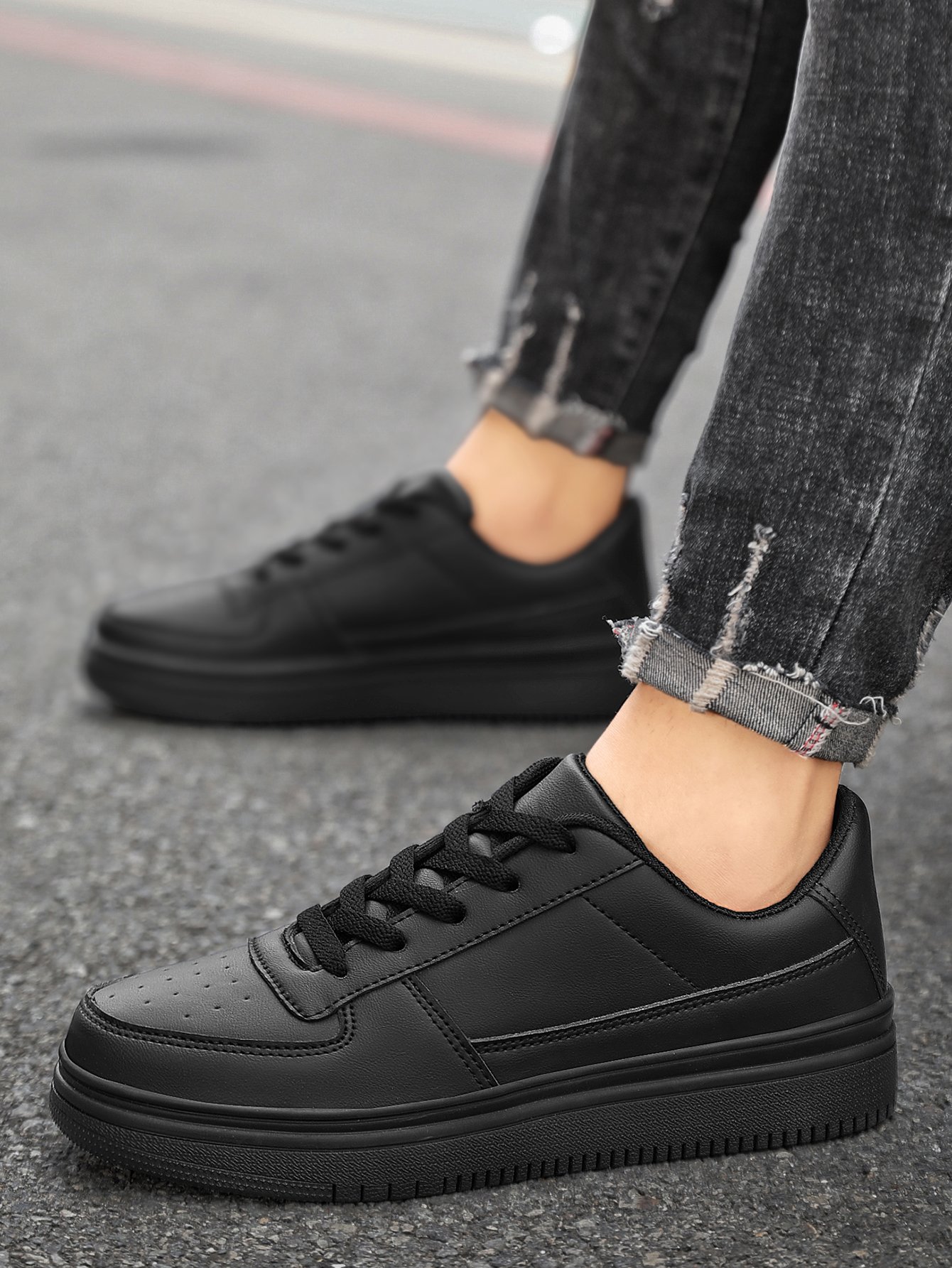 Mens Black Casual Everyday Shoes