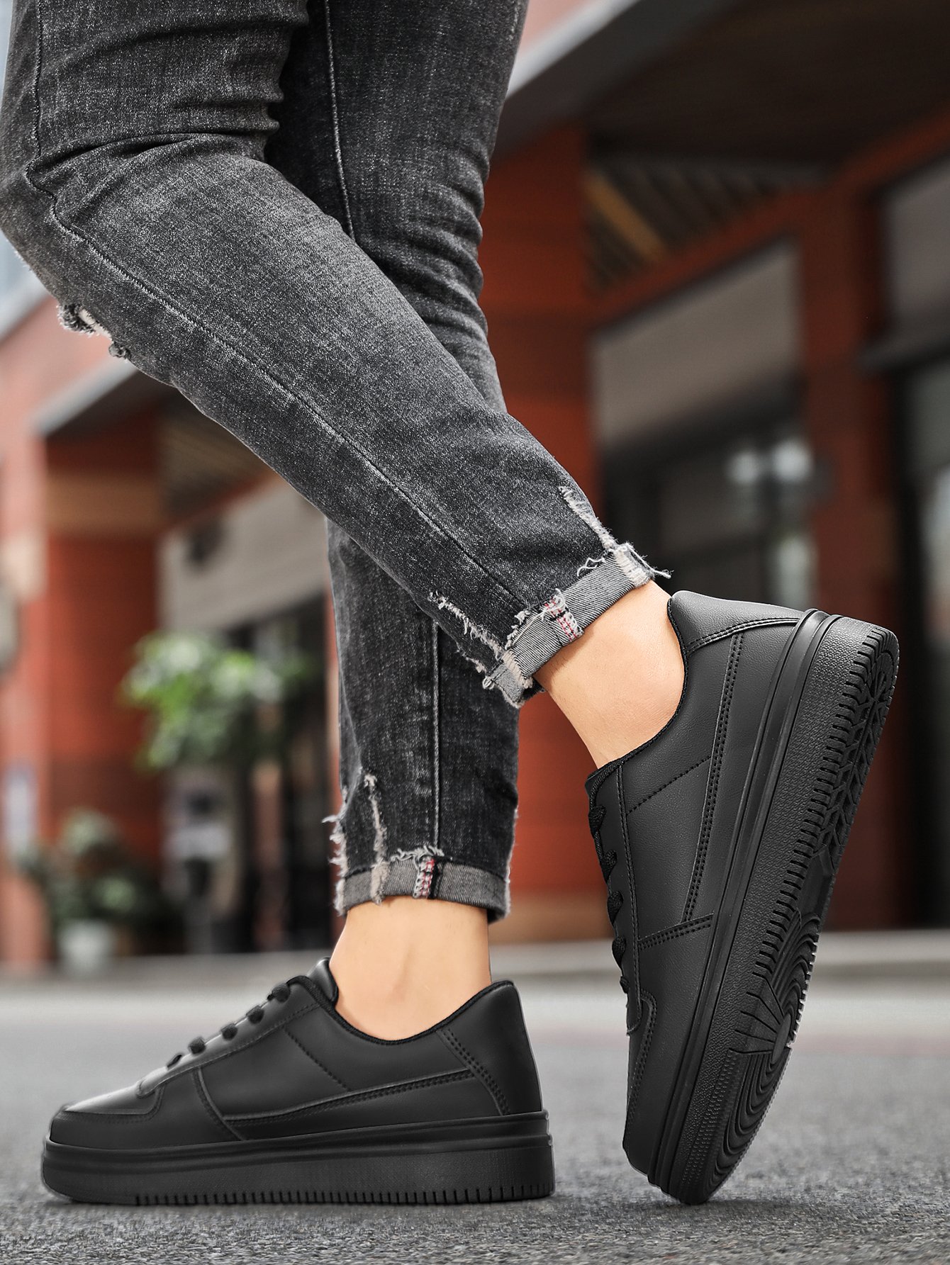 Mens Black Casual Everyday Shoes