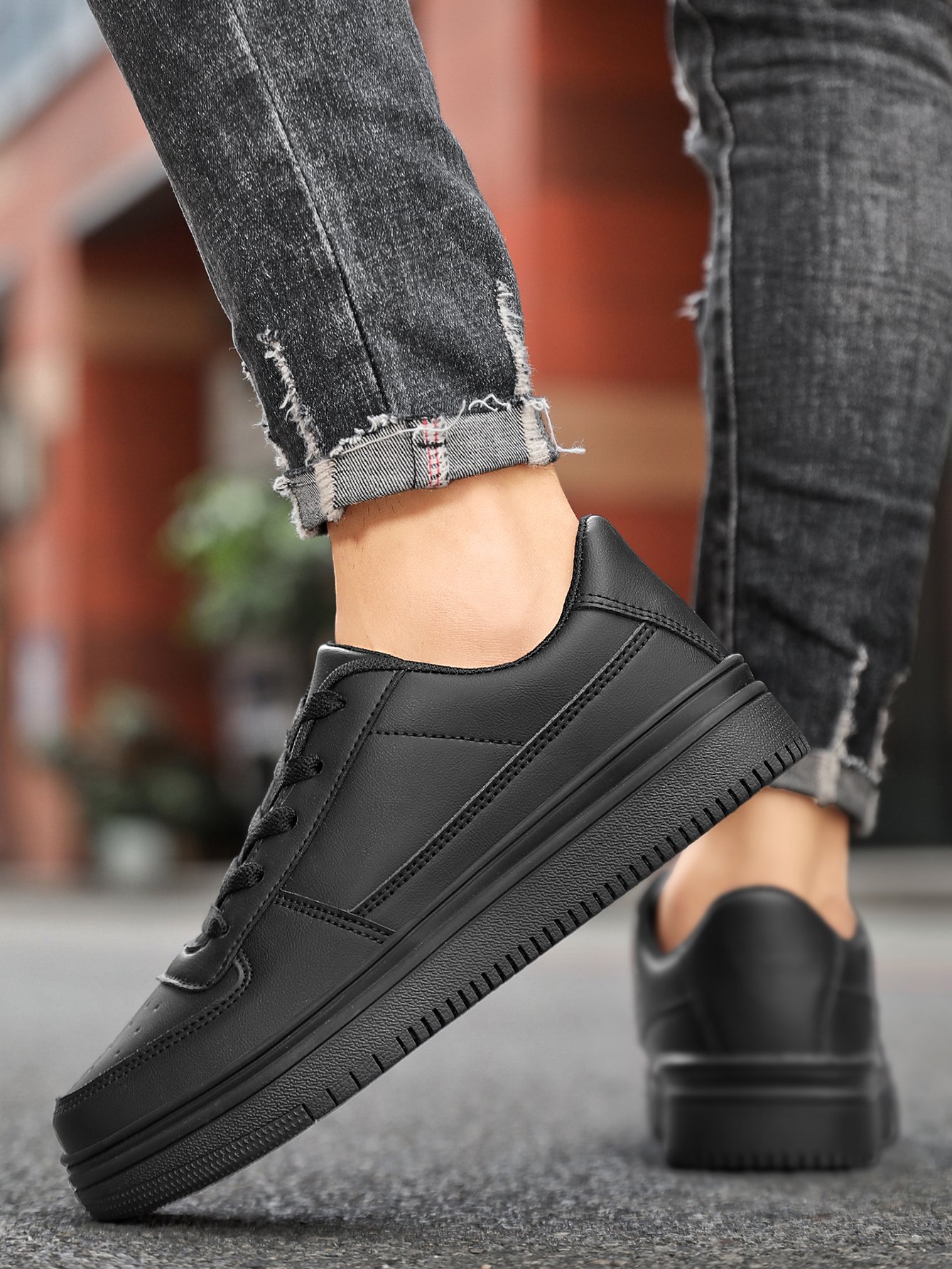 Mens Black Casual Everyday Shoes