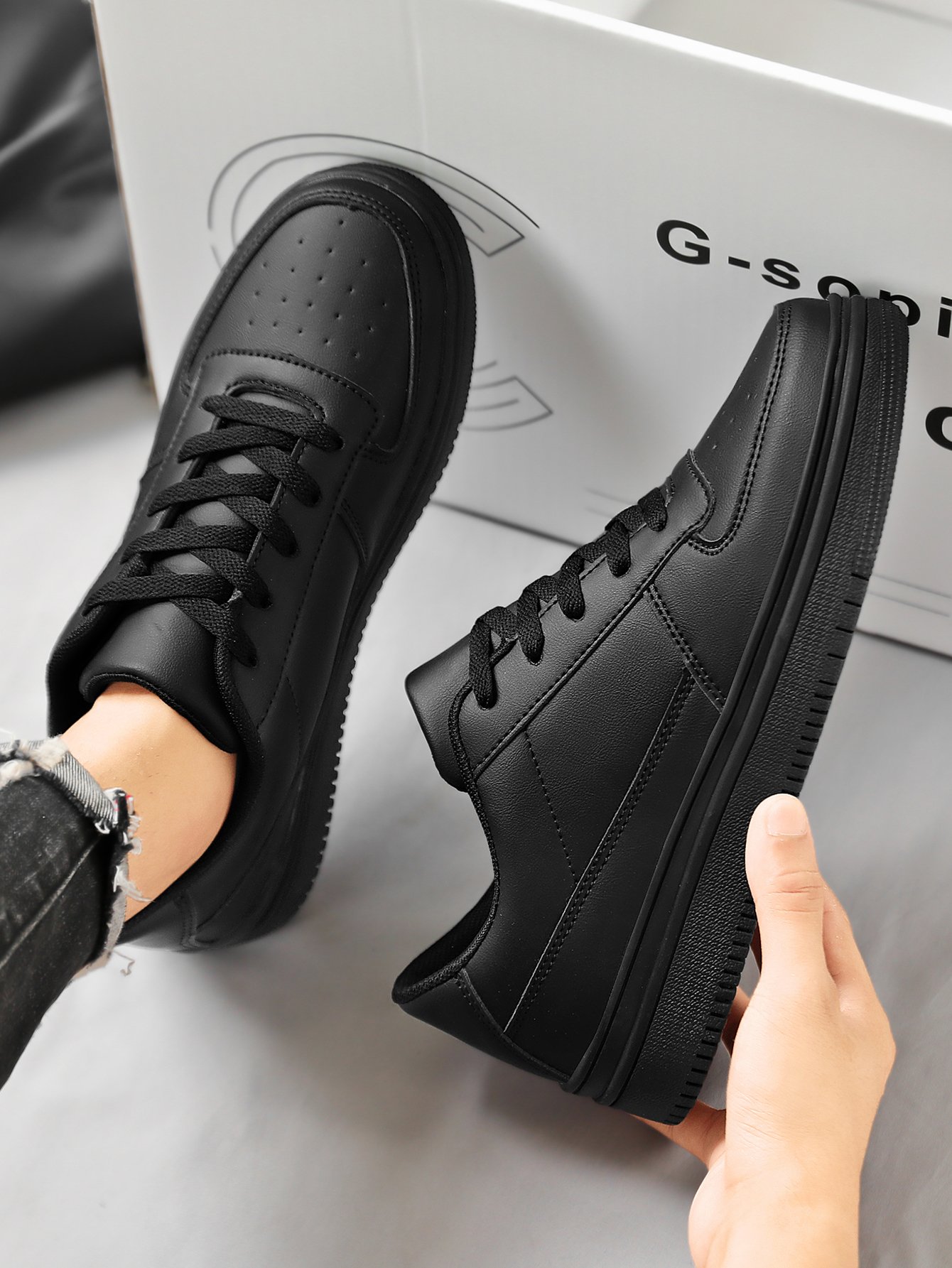 Mens Black Casual Everyday Shoes