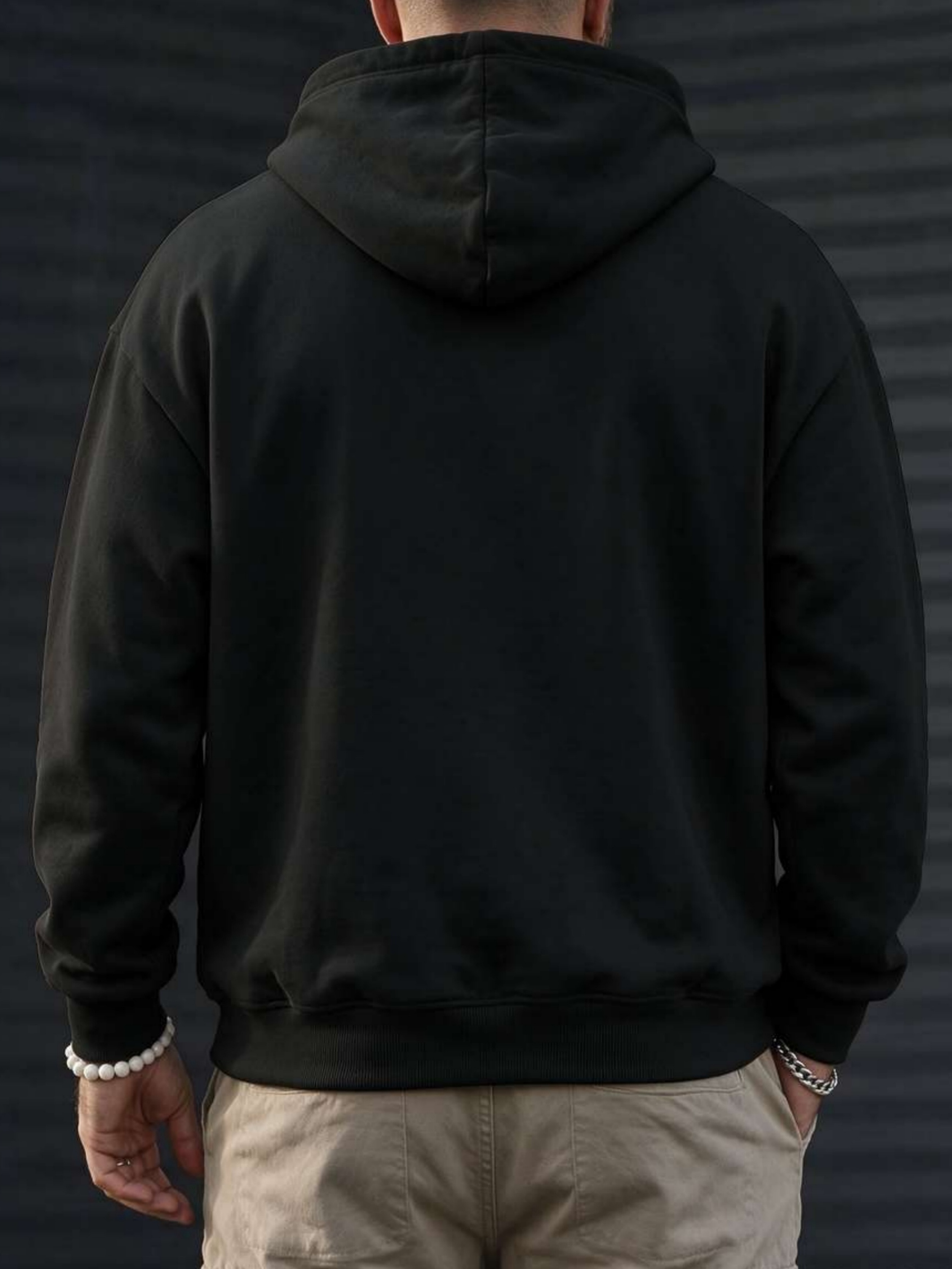 Black Graphic Print Long Sleeves Hoodie