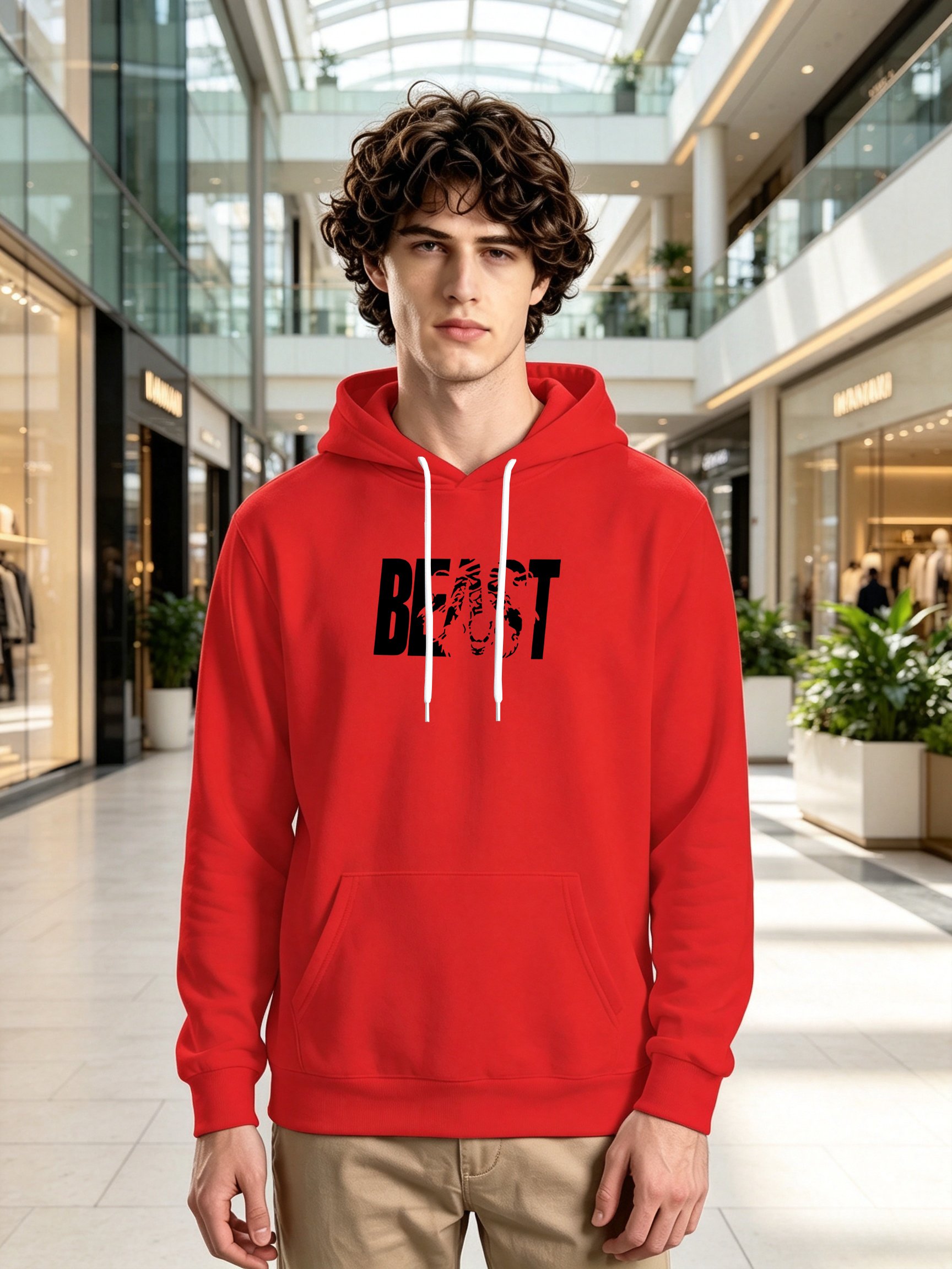 Red Beast Graphic Long Sleeves Hoodie