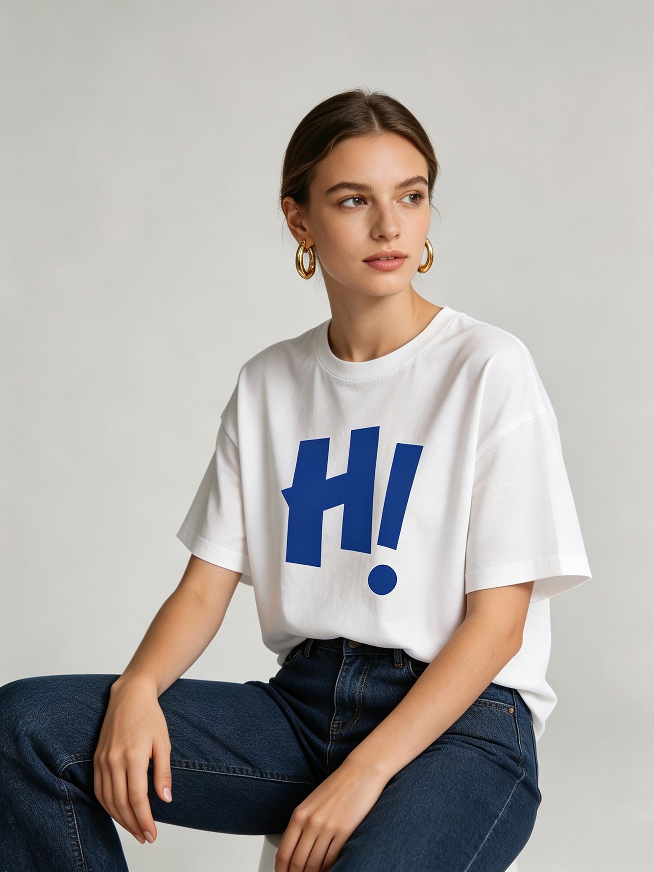White Graphic Print Round Neck T-Shirt